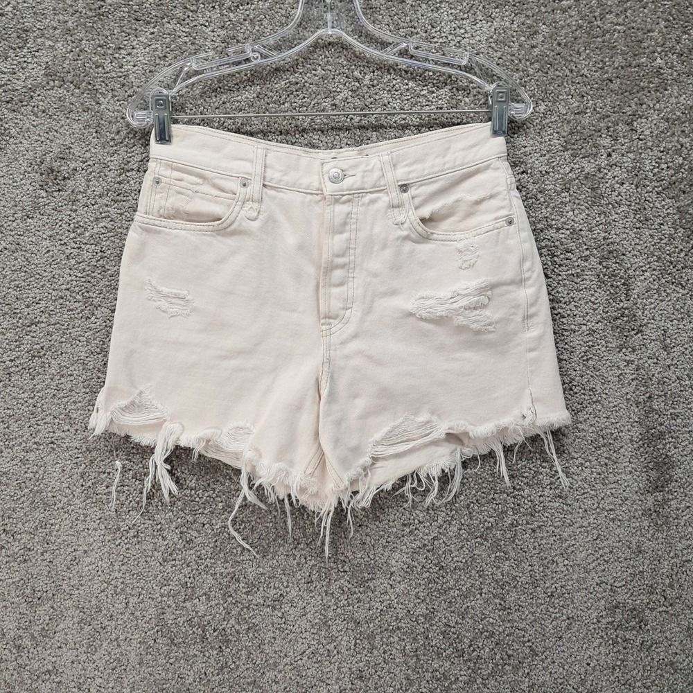 Free People We The Free Distressed Denim Shorts Cream Off White Size 26 7730